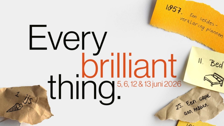 Teater '77 speelt theatersensatie Every Brilliant Thing op 5, 6, 12 & 13 juni 2026 in Breda